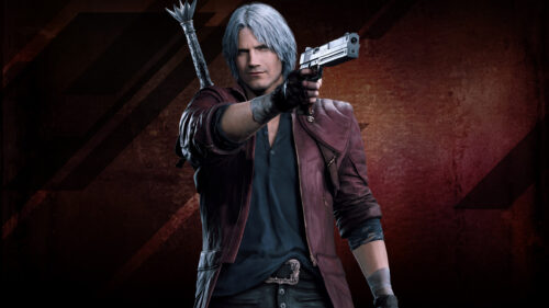 Dante from Devil May Cry 5 Red Background Desktop Wallpaper
