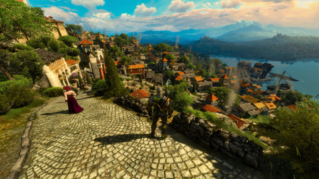 Geralt of Rivia Overlooking Beauclair Desktop Wallpaper