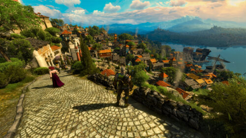 Geralt of Rivia Overlooking Beauclair Desktop Wallpaper