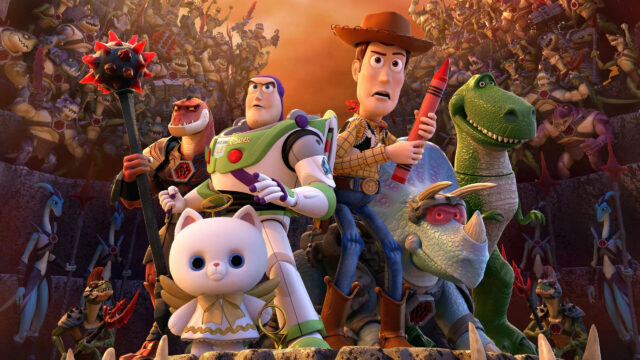 Toy Story Action Heroes Standing Together 4K Desktop Wallpaper