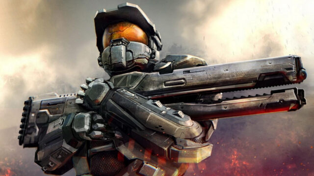 Master Chief Holding Railgun 4K Desktop Wallpaper