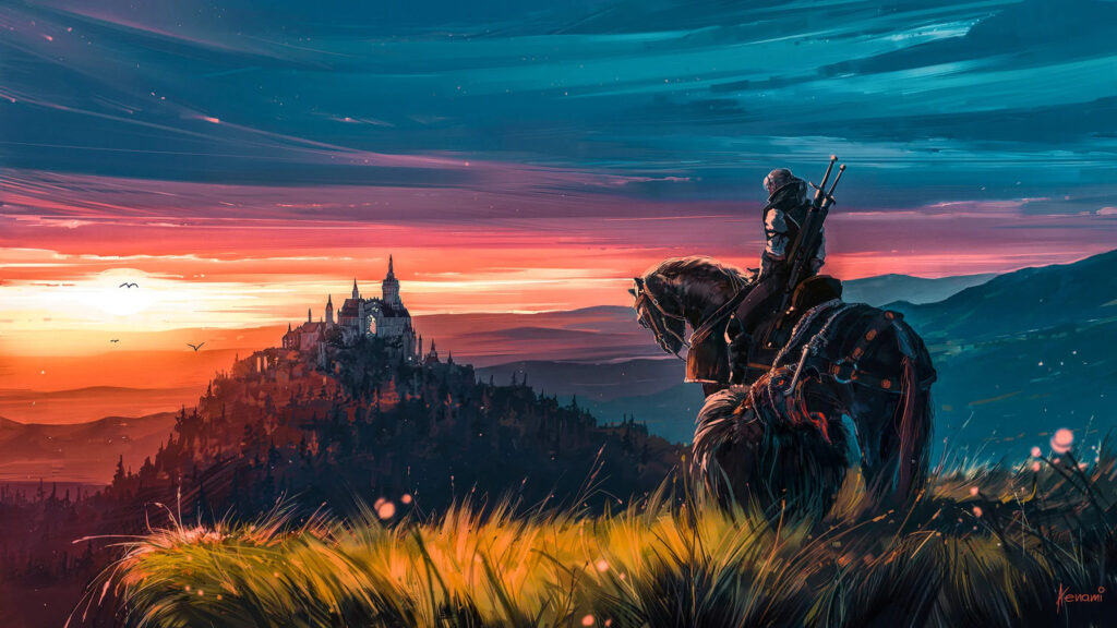 Knight Horse Sunset Landscape Desktop Wallpaper