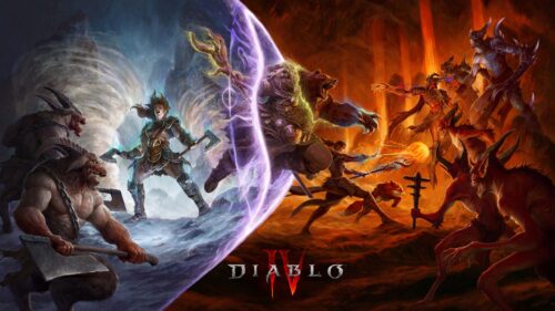 Diablo IV Heroes and Demons Battle Art Desktop Wallpaper