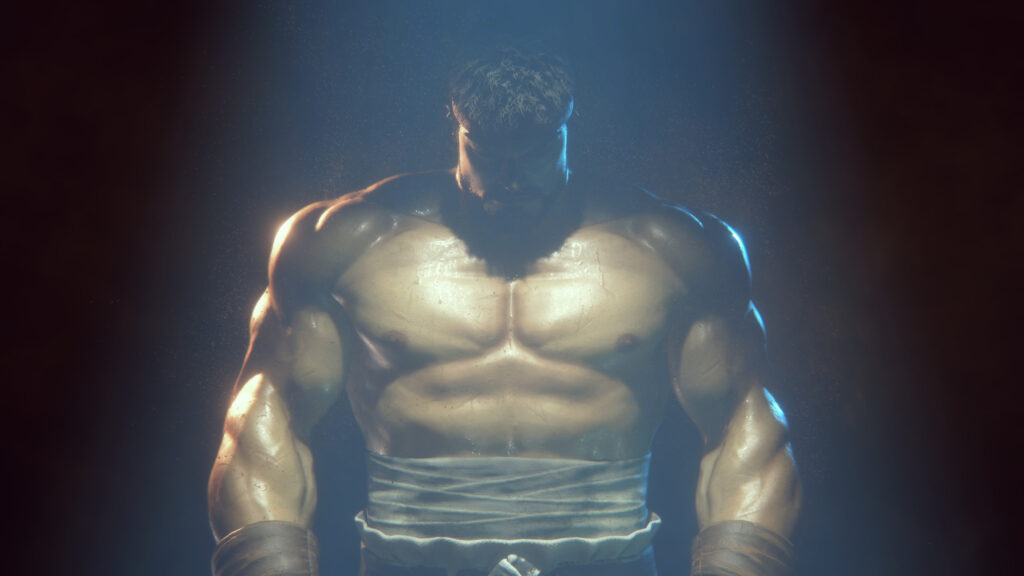 Muscular Martial Artist in Moody Lighting Desktop Wallpaper