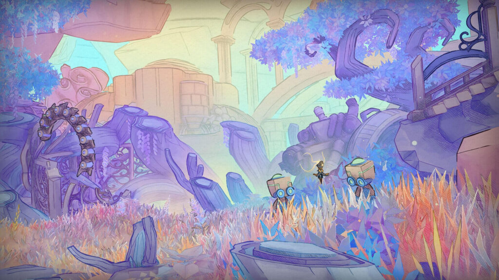 Whimsical Sci-Fi Ruins 4K Desktop Wallpaper