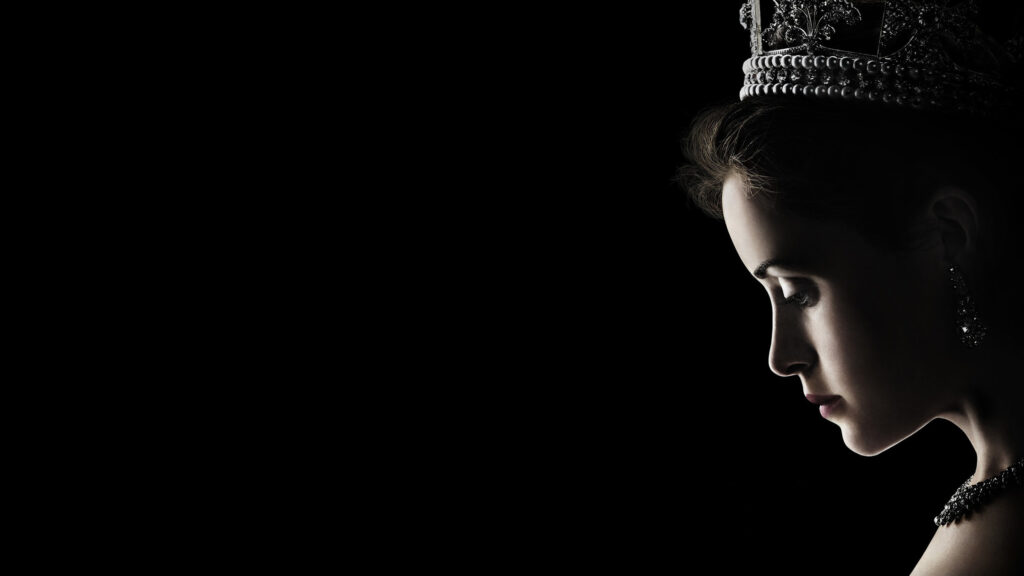 Portrait of Queen Elizabeth II Minimalist Black Desktop Wallpaper