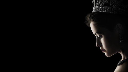 Portrait of Queen Elizabeth II Minimalist Black Desktop Wallpaper