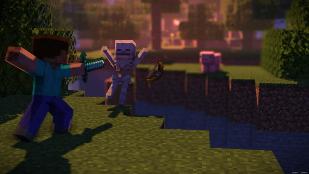 Minecraft Combat Encounter Desktop Wallpaper