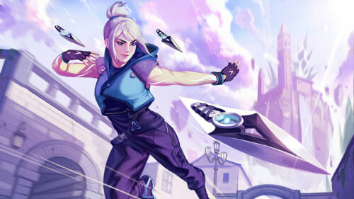 Jett from Valorant Action Pose Desktop Wallpaper