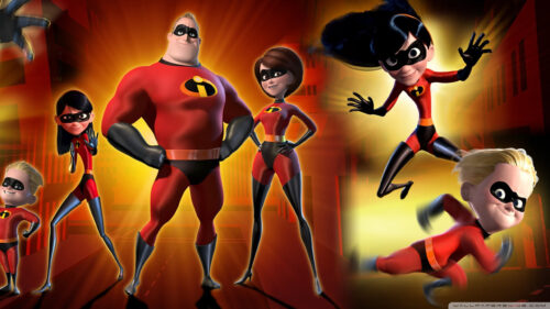 The Incredibles Family Action Shot Desktop Wallpaper