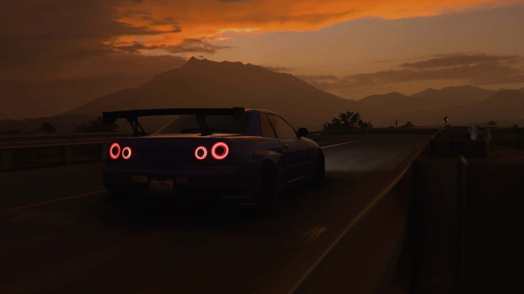 Nissan Skyline GT-R R34 Sunset Drive Desktop Wallpaper