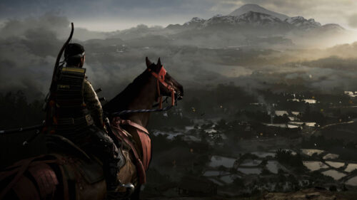 Ghost of Tsushima Jin Sakai Riding Horse Landscape PC Wallpaper