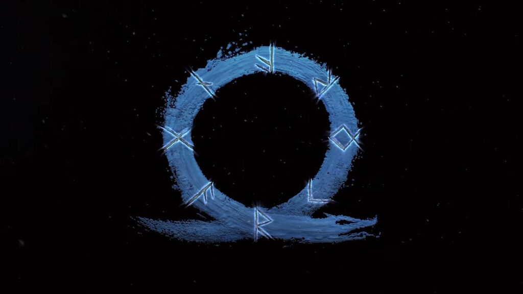 God of War Omega Symbol Blue Runes Desktop Wallpaper