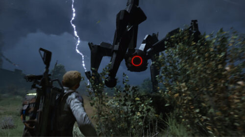 Action-Packed Sci-Fi ARC Raiders Robot Encounter Desktop Wallpaper