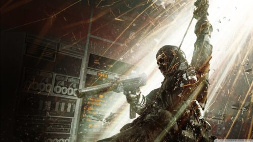 Tactical Soldier Infiltrating a Server Room Desktop Wallpaper