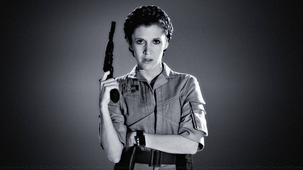 Carrie Fisher as Princess Leia in Star Wars Desktop Wallpaper