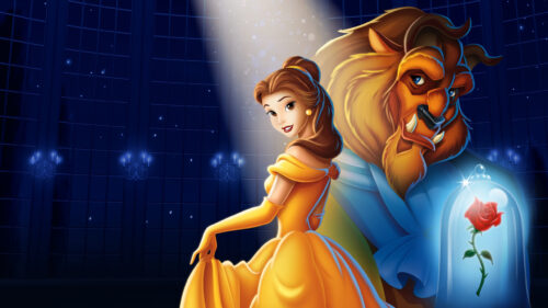 Belle and The Beast Magical Enchanted Rose Desktop Wallpaper