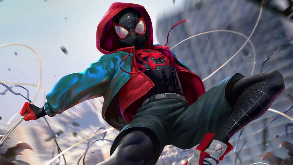 Miles Morales Spider-Man Dynamic Action Cinematic Desktop Wallpaper