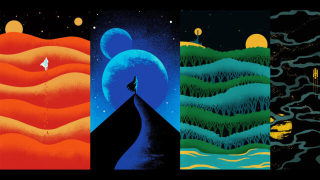 Sci-Fi Minimalist Art Landscapes 4K Desktop Wallpaper