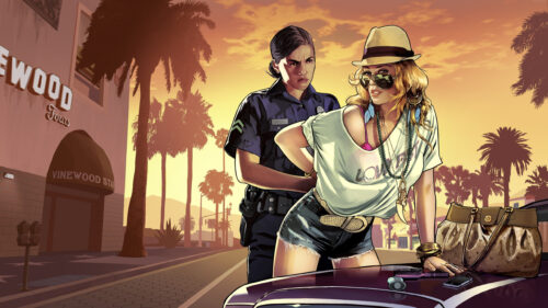 Grand Theft Auto V Police Arrest Scene Desktop Wallpaper