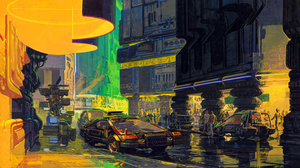 Futuristic Cyberpunk Street Scene 4K Desktop Wallpaper