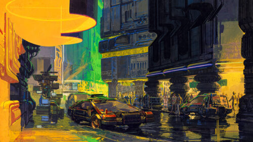 Futuristic Cyberpunk Street Scene 4K Desktop Wallpaper