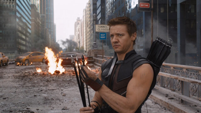 Hawkeye in The Avengers Battle of New York Desktop Wallpaper