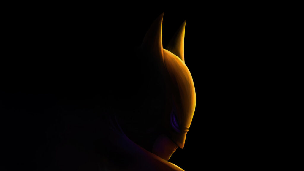 Golden Silhouette Batman Minimalist 4K Desktop Wallpaper