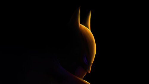 Golden Silhouette Batman Minimalist 4K Desktop Wallpaper