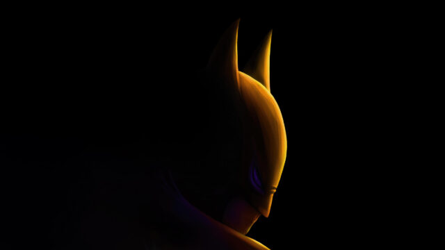 Golden Silhouette Batman Minimalist 4K Desktop Wallpaper