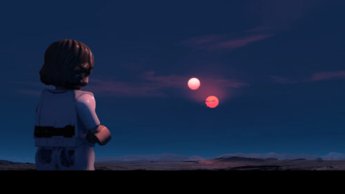 Lego Star Wars Binary Sunset Scene 4K Desktop Wallpaper