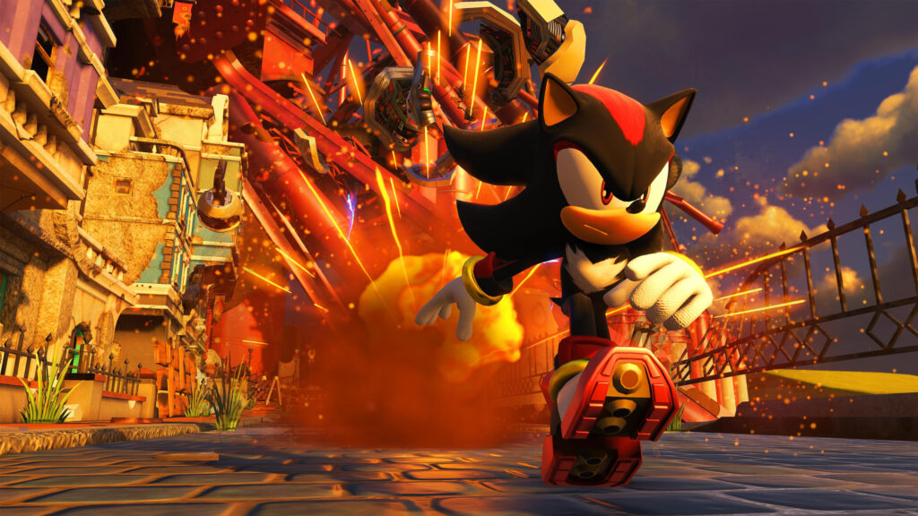 Shadow the Hedgehog Dynamic Action Scene 4K Desktop Wallpaper