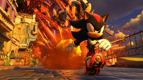 Shadow the Hedgehog Dynamic Action Scene 4K Desktop Wallpaper