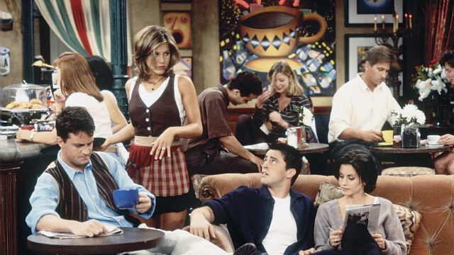 Friends Cast at Central Perk Coffee Shop Desktop Wallpaper