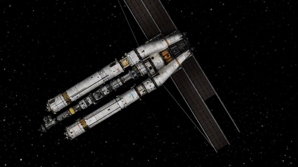 Sci-Fi Space Station with Solar Arrays Desktop Wallpaper