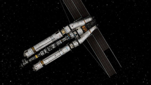 Sci-Fi Space Station with Solar Arrays Desktop Wallpaper