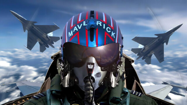 Pilot in Fighter Cockpit with Jets Desktop Wallpaper