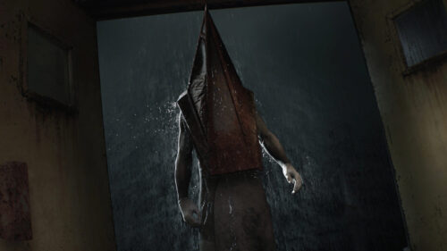Pyramid Head Rain Horror Aesthetic 4K Desktop Wallpaper