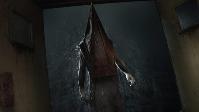 Pyramid Head Rain Horror Aesthetic 4K Desktop Wallpaper
