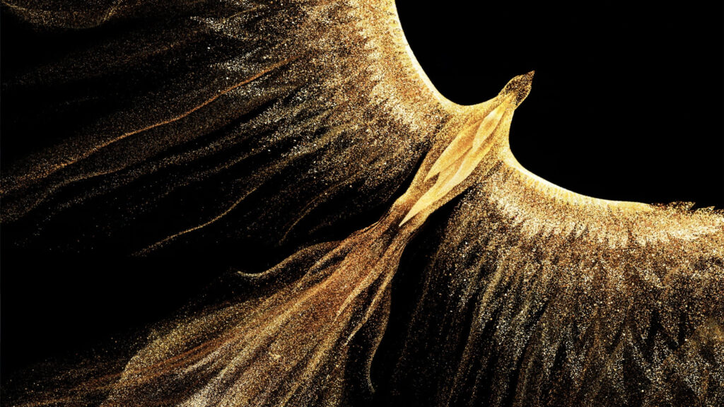 Elegant Gold Glitter Bird Shape Abstract Desktop Wallpaper