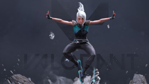 Jett Valorant Action Pose 4K Desktop Wallpaper