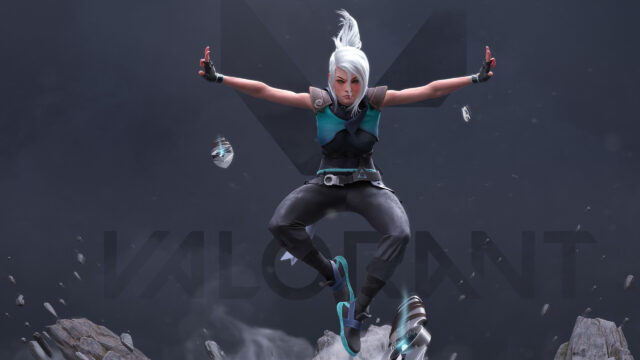 Jett Valorant Action Pose 4K Desktop Wallpaper
