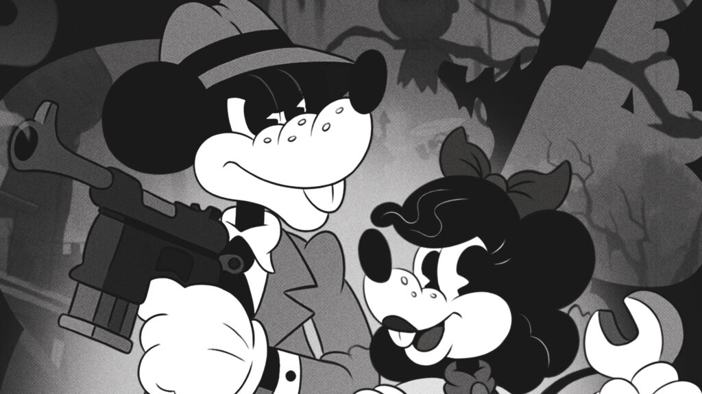 Vintage Mickey and Minnie Noir Style Desktop Wallpaper