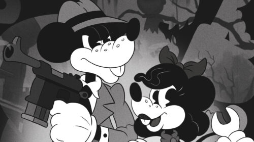 Vintage Mickey and Minnie Noir Style Desktop Wallpaper