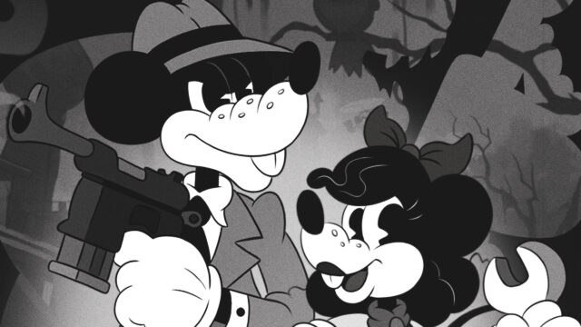 Vintage Mickey and Minnie Noir Style Desktop Wallpaper