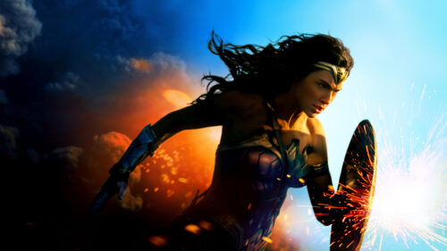 Wonder Woman Dynamic Action Scene 4K Wallpaper