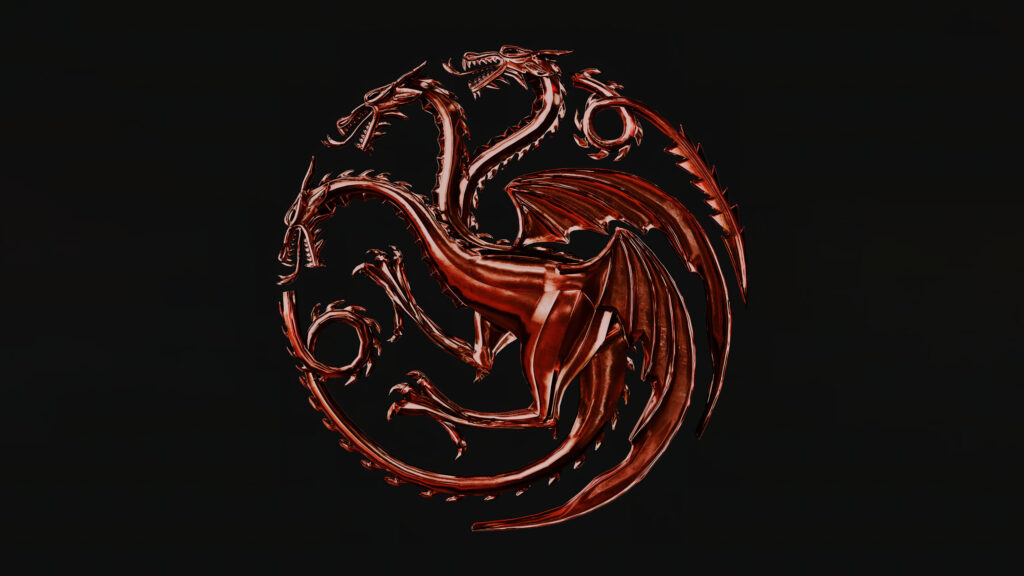 Targaryen House Sigil 3D Red Metallic Desktop Wallpaper
