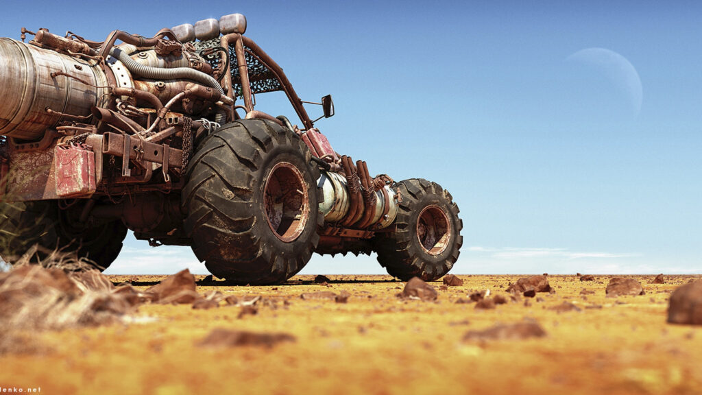 Post-Apocalyptic Scavenger Rover Desktop Wallpaper