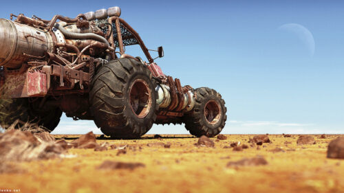 Post-Apocalyptic Scavenger Rover Desktop Wallpaper