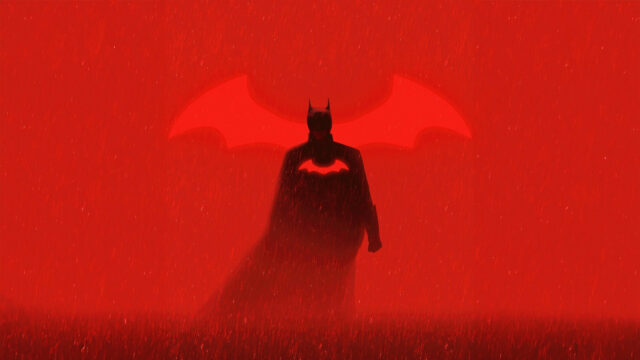 The Batman Minimalist Red Rain 4K Desktop Wallpaper